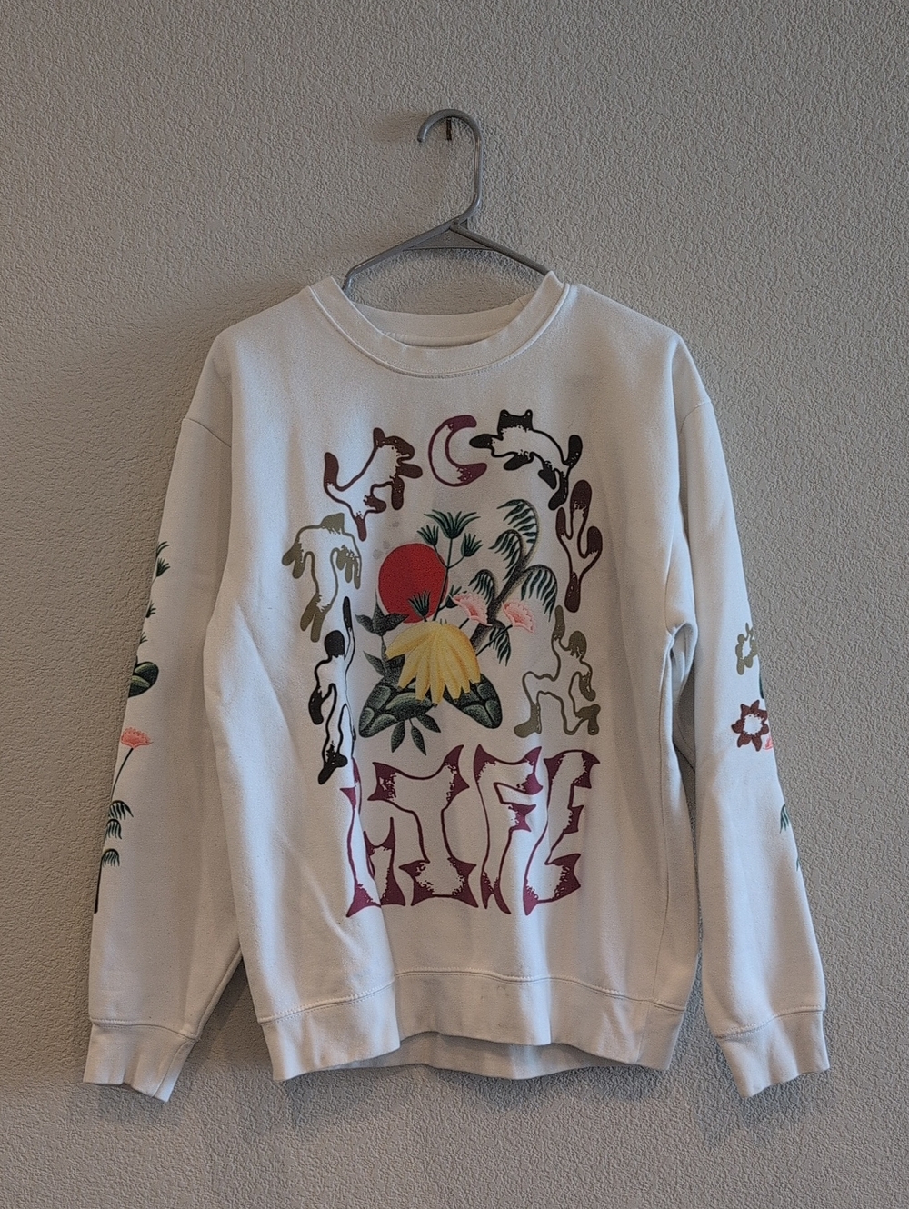 White Floral Graphic Women's Sweatshirt